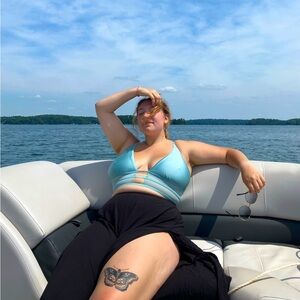 Black flowy pants, good for swim covers!